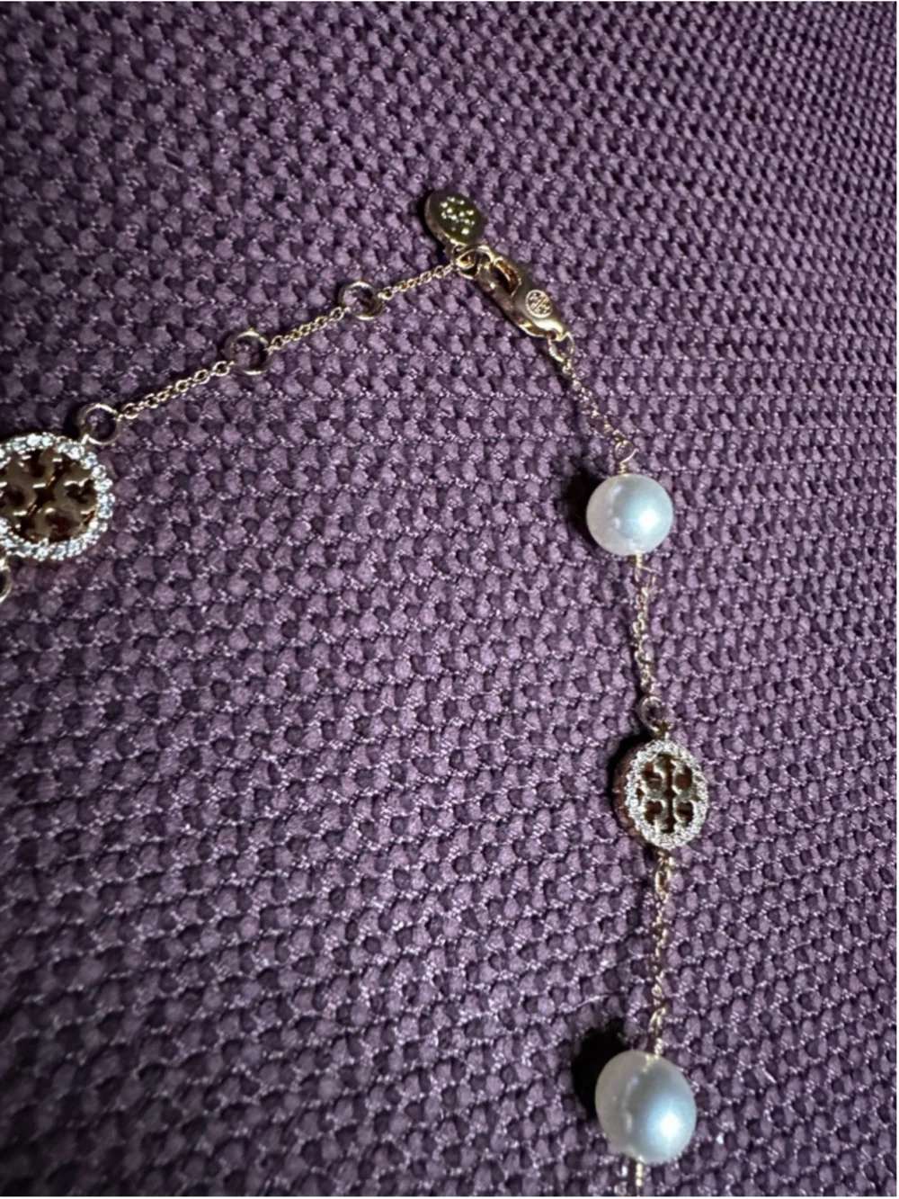 Tory Burch Gold & Pearl Chain Necklace